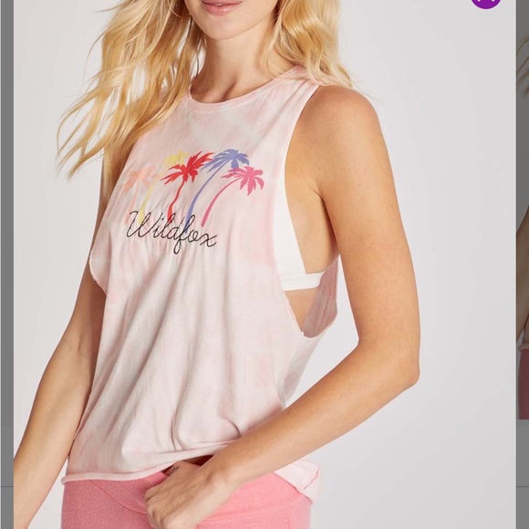 NEW IN PACKAGE- WILDFOX Rosebud Wash 'Wildfox' Muscle Tank - Picture 2 of 4
